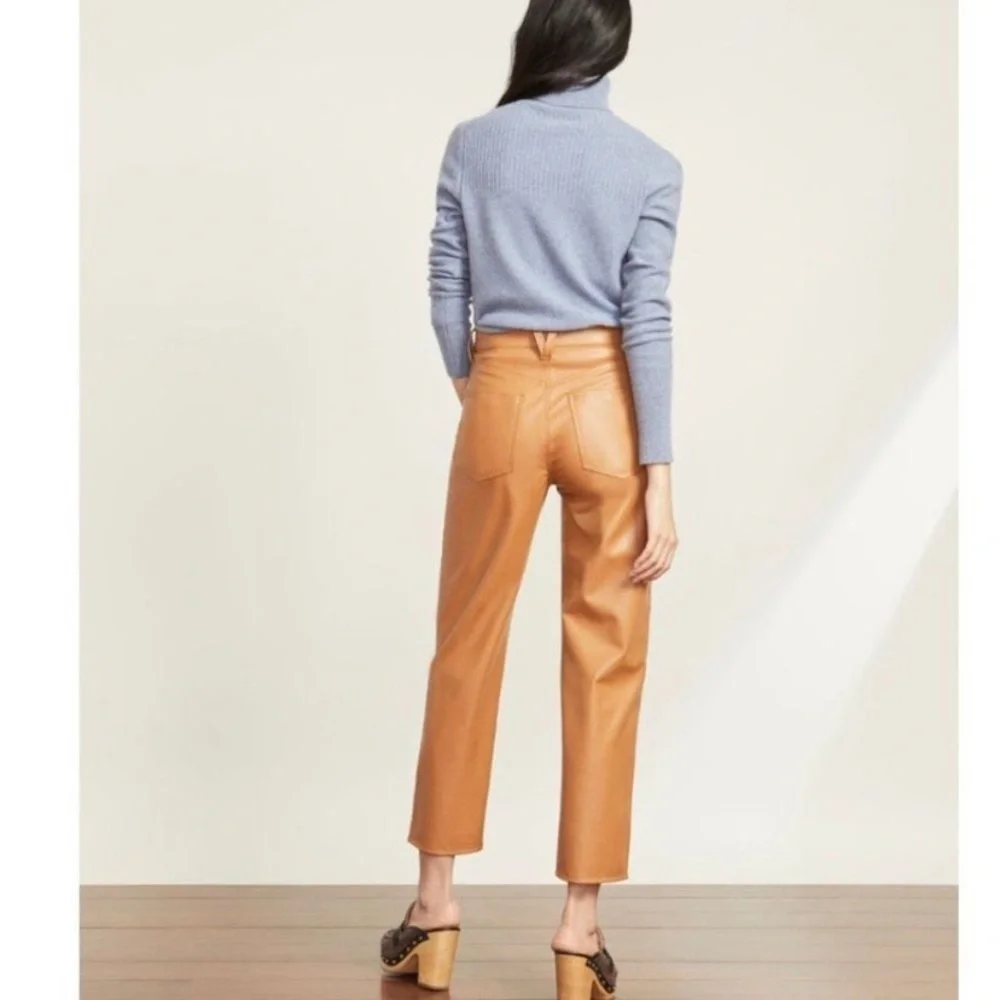 Veronica Beard Ryleigh Slim Straight Vegan Leather Pants Size 24 Faux Leather